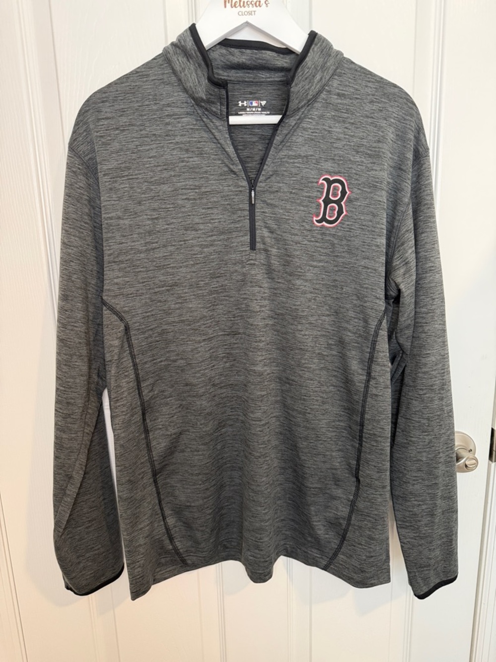 Under Armour men’s Boston Red Sox quarter zip pullover Gray MLB Heat Gear